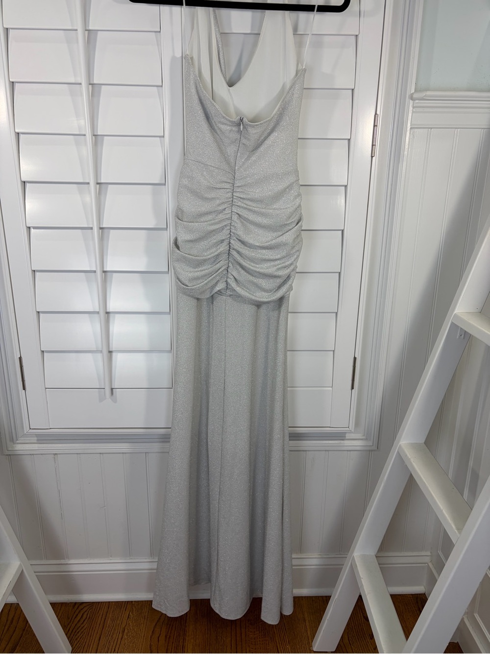 NWT Delfi Collective Soraya Metallic IceBlue Halter Maxi Dress Anthropologie (M) - Picture 10 of 12